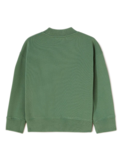 Shop Palm Angels Curved-logo Cotton Sweatshirt In Green