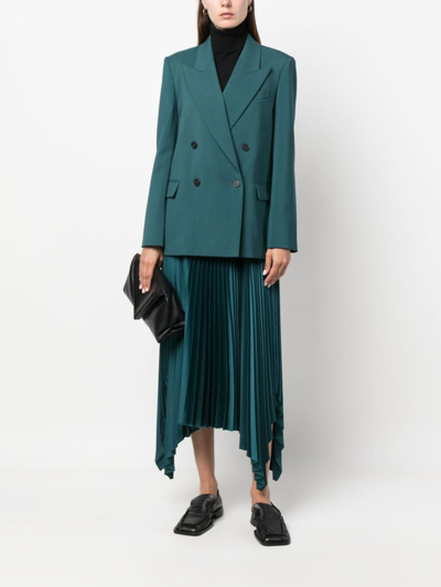 Joseph Ade Pleated Handkerchief Crepe Midi Skirt In Grün