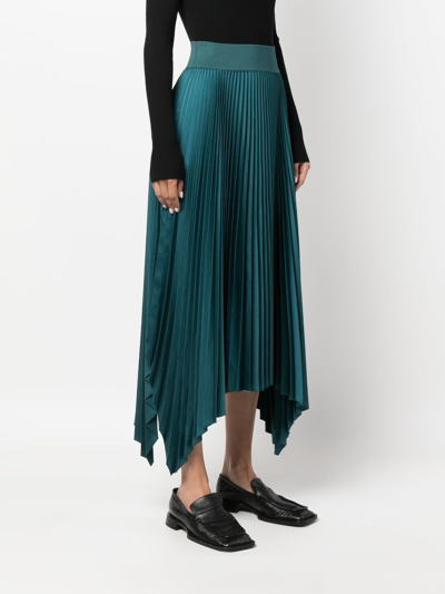 Joseph Ade Pleated Handkerchief Crepe Midi Skirt In Grün