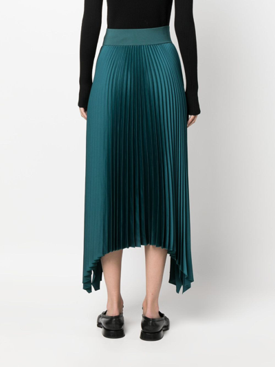 Joseph Ade Pleated Handkerchief Crepe Midi Skirt In Grün