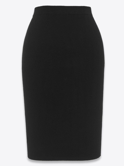 Shop Saint Laurent Elasticated-waistband Pencil Skirt In Schwarz
