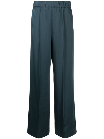 Shop Jil Sander Elastic-waist Satin Trousers In Blau