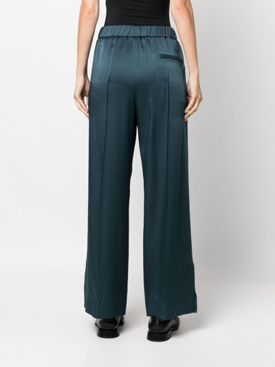Shop Jil Sander Elastic-waist Satin Trousers In Blau