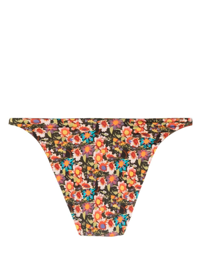 Shop Siedres Liya Floral-print Bikini Bottom In Grün