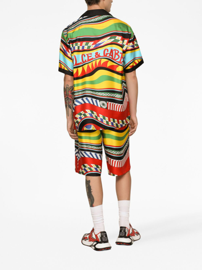 Shop Dolce & Gabbana Carreto-print Silk Bermuda Shorts In Multicolour