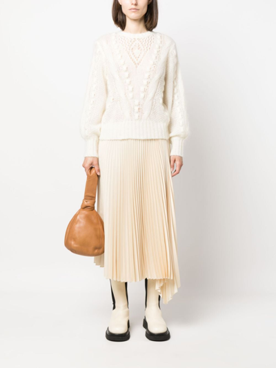 Shop Twinset Open-knit Crew-neck Jumper In Nude