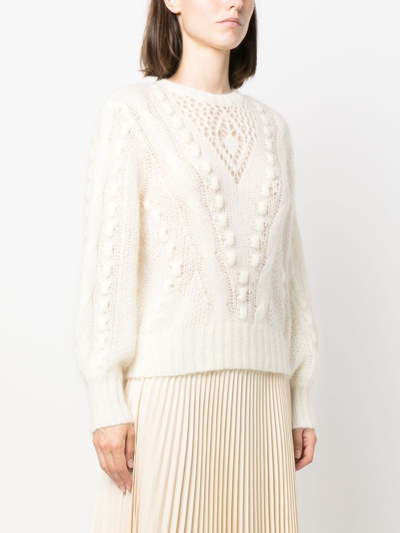 Shop Twinset Open-knit Crew-neck Jumper In Nude