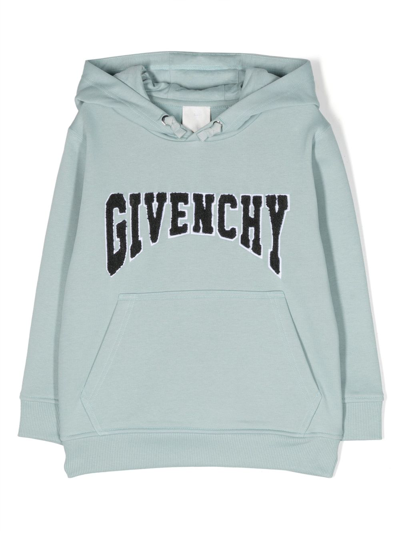 Shop Givenchy Chenille Logo-patch Hoodie In Blue