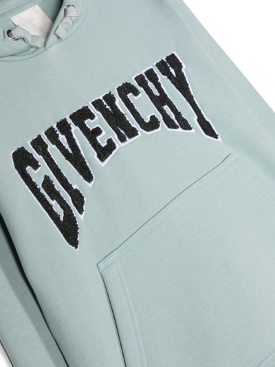 Shop Givenchy Chenille Logo-patch Hoodie In Blue