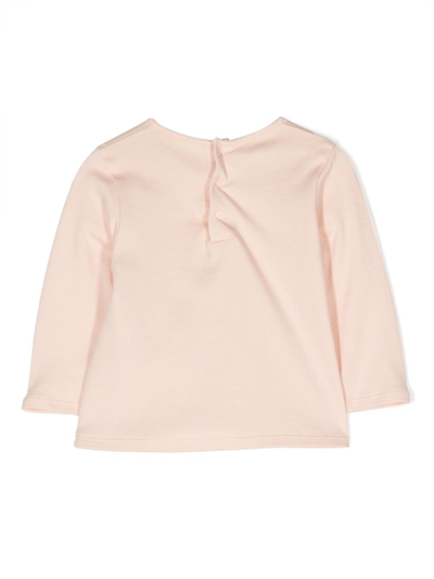 Shop Chloé Logo-embossed Long-sleeve T-shirt In Pink
