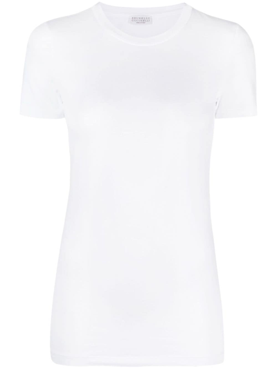 Shop Brunello Cucinelli Plain Stretch-cotton T-shirt In Weiss