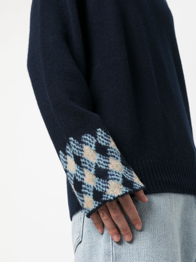 Shop Etro Intarsia-knit Virgin Wool Jumper In Blau
