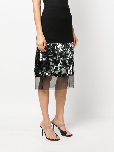 Shop Dorothee Schumacher Sequin-embellished Panelled Midi Skirt In Black