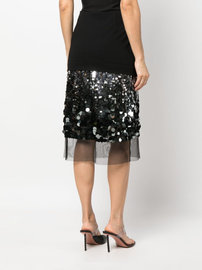 Shop Dorothee Schumacher Sequin-embellished Panelled Midi Skirt In Black