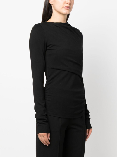 Shop Dorothee Schumacher Ruched-detail Long-sleeve Top In Black