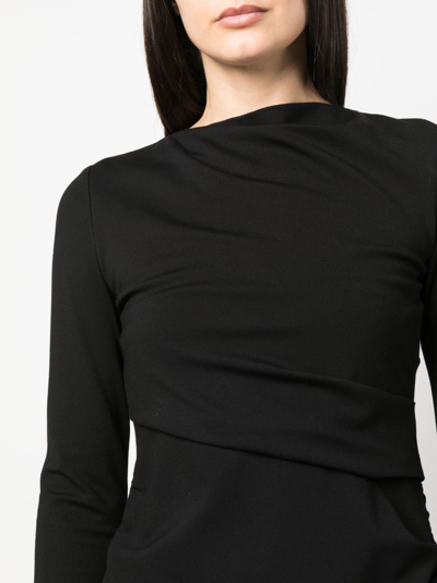 Shop Dorothee Schumacher Ruched-detail Long-sleeve Top In Black