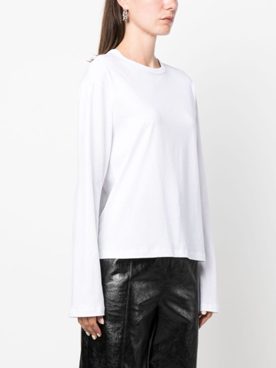 Shop Filippa K Long-sleeved Organic-cotton Top In Weiss