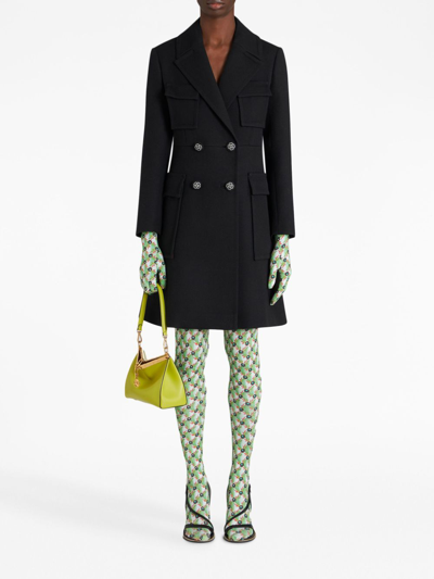 Etro Coat With Floral Buttons In Schwarz