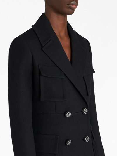 Etro Coat With Floral Buttons In Schwarz