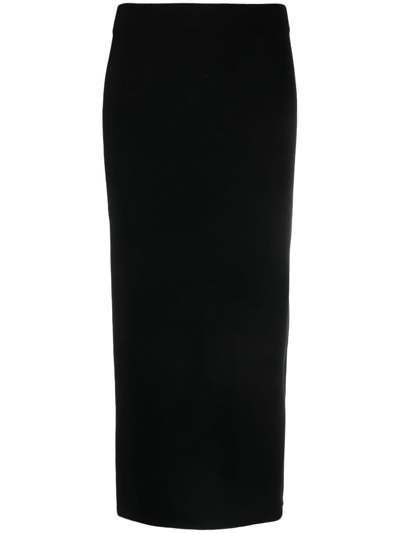 Shop Dorothee Schumacher Button-placket Merino Midi Skirt In Black