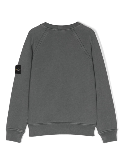 Stone Island Compass-patch Cotton Sweatshirt In Grau