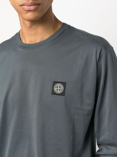 Shop Stone Island Logo-patch Cotton T-shirt In Grau