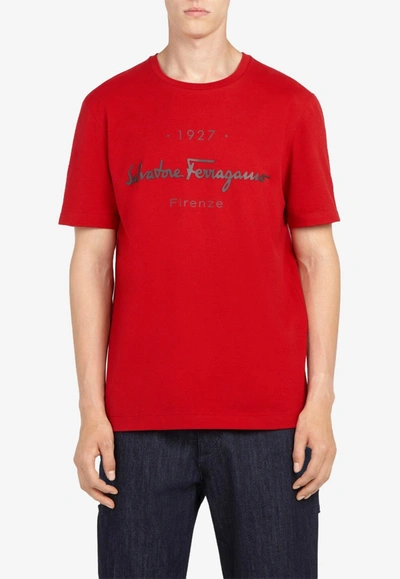 Ferragamo 1927 Logo-print Short-sleeve T-shirt In Red