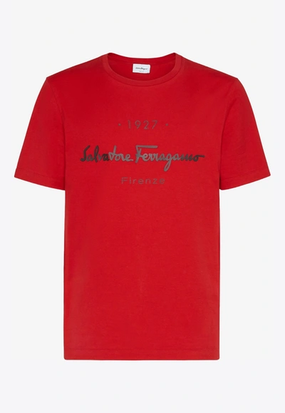 Ferragamo 1927 Logo-print Short-sleeve T-shirt In Red