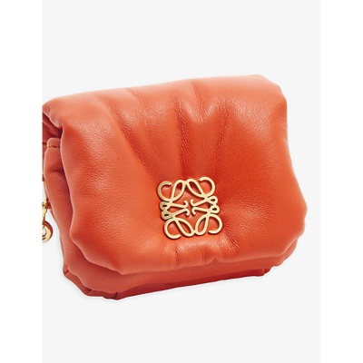 Shop Loewe Men's Sunrise Orange Puffer Goya Clip-on Leather Bag Charm