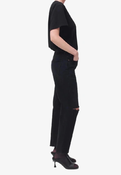 Shop Agolde 90's Mid Rise Cropped Jeans In Black