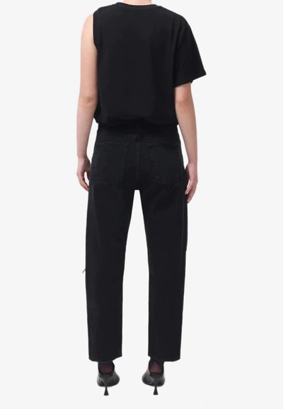 Shop Agolde 90's Mid Rise Cropped Jeans In Black