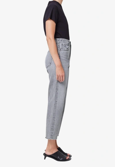 Shop Agolde 90s Mid-rise Cropped Jeans In Gray