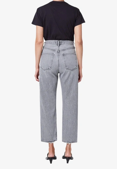 Shop Agolde 90s Mid-rise Cropped Jeans In Gray