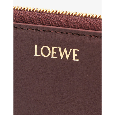 Shop Loewe Womens Burgundy/emerald Knot Leather Wallet