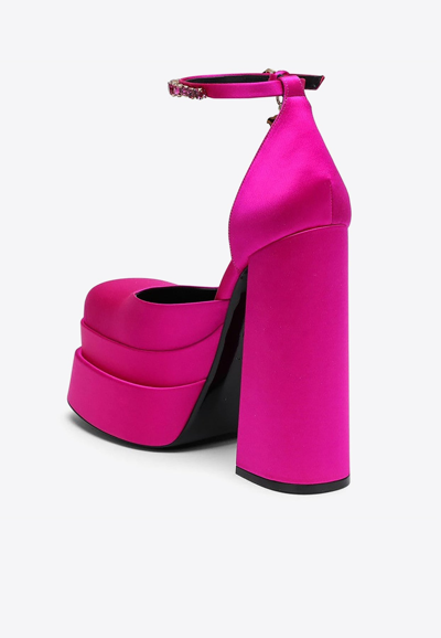 Shop Versace Aevitas 160 Satin Platform Sandals In Pink