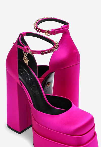 Shop Versace Aevitas 160 Satin Platform Sandals In Pink