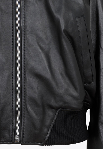 Shop Attico Anja Leather Zip-up Jacket In Black