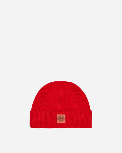 STONE ISLAND GARMENT DYED WOOL BEANIE LOBSTER 