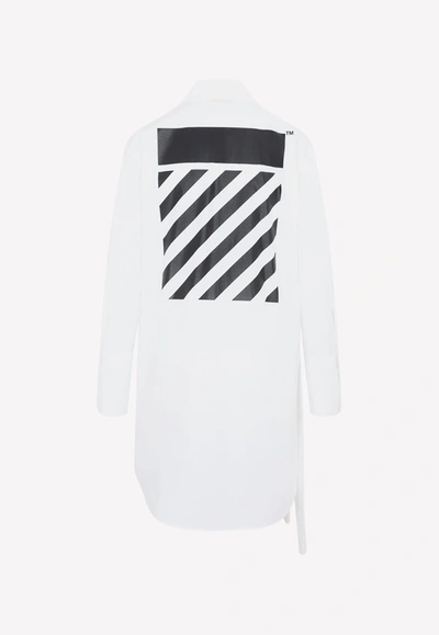 Shop Off-white Asymmetric Diagonal Stripe Shirt Dress In White