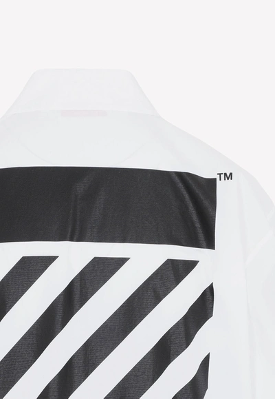 Shop Off-white Asymmetric Diagonal Stripe Shirt Dress In White