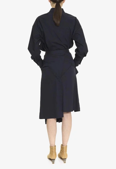 Shop Dawei Asymmetric Folded Midi Skirt In Navy