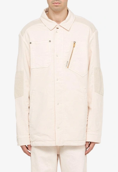 Shop Objects Iv Life Asymmetric Pockets Shirt Jacket In Beige