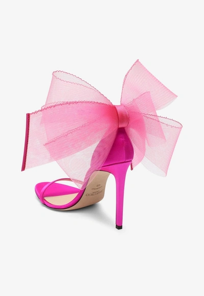 Shop Jimmy Choo Aveline 100 Bow-detail Sandals In Pink