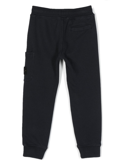 Shop Stone Island Junior Compass-motif Cotton Track Trousers In Blue
