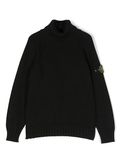 Shop Stone Island Junior Funnel-neck Knitted Jumper In Black