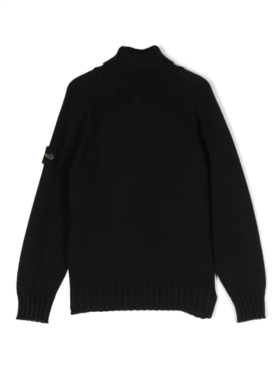 Shop Stone Island Junior Funnel-neck Knitted Jumper In Black