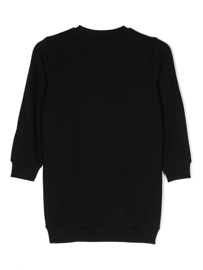 Shop Balmain Logo-print Cotton Sweatshirt Dress In Black