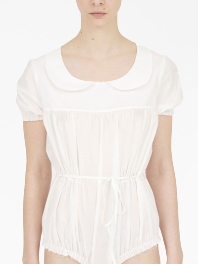 Shop Maison Margiela Four-stitch Cotton Bodysuit In White