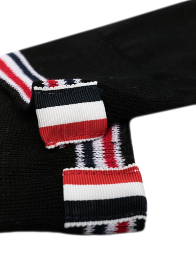 Shop Thom Browne Mid-calf Stripe Trim Socks In Black