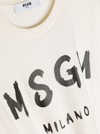 Shop Msgm Logo-print Cotton T-shirt In White